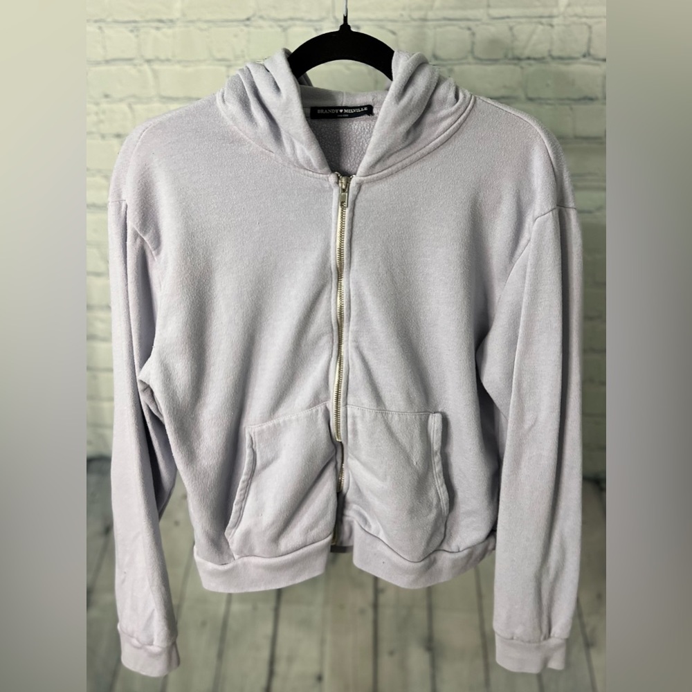 Brandi Melville Zip Up Hoodie | Sz One Size - Picture 2 of 14
